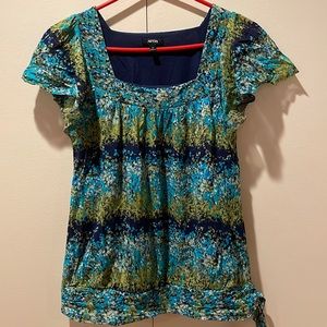 Excellent quality lining ruffle sleeve  blouse with tie at bottom